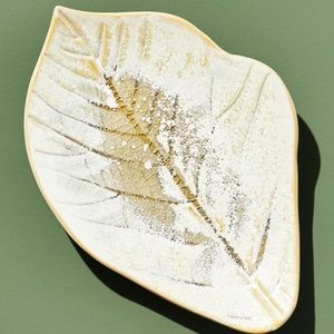 Oak Leaf Side Plate from Anthropologie (White); Stoneware